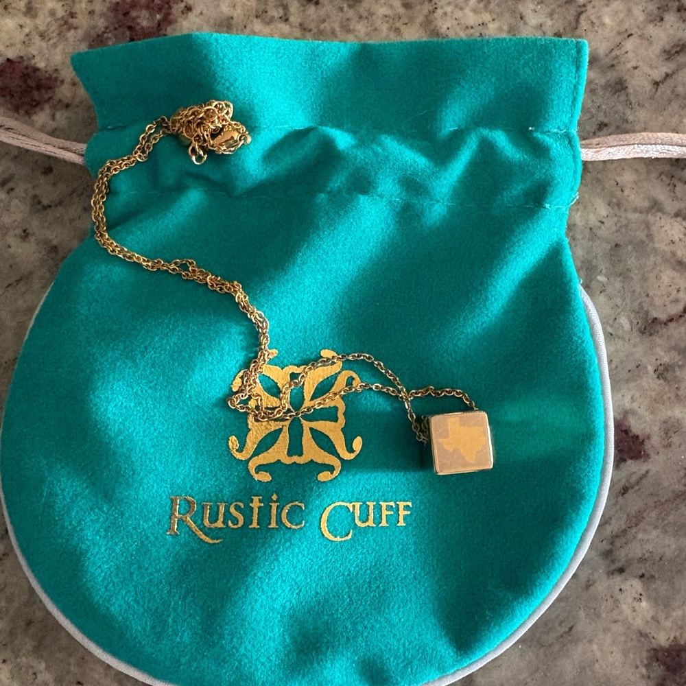 Rustic Cuff Gold Texas necklace with bag